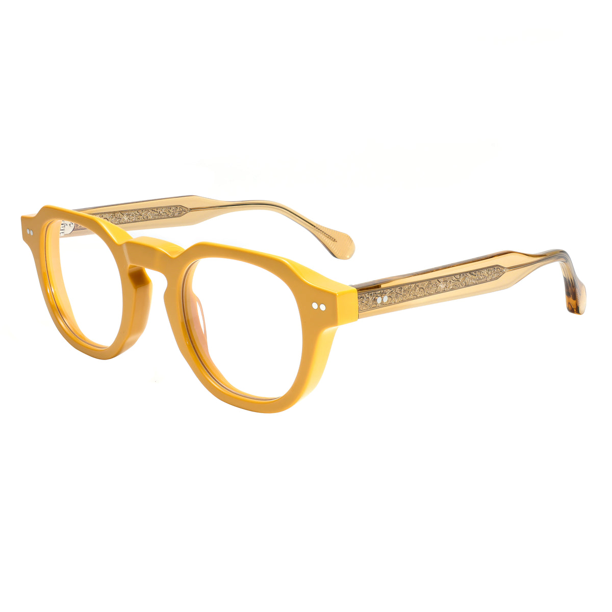 LuxOn SN40118 Retro Rivet Optical - ქარვისფერი ოპტიკური ჩარჩო / amber optical frame