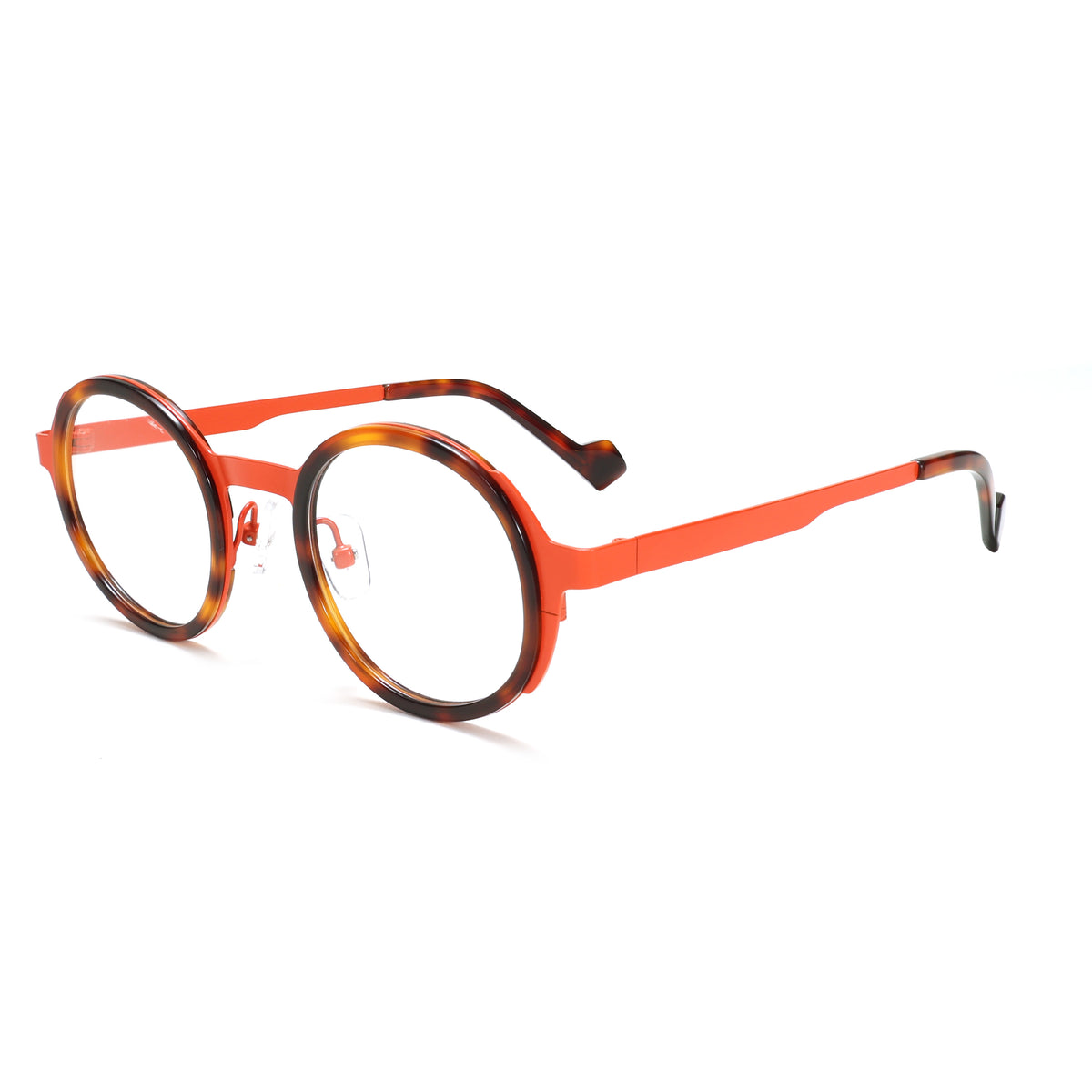 LuxOn SN40148 Acetate+Metal Optical - ნარინჯისფერი კუს ბაკნის ეფექტით ოპტიკური ჩარჩო / orange tortoiseshell optical frame