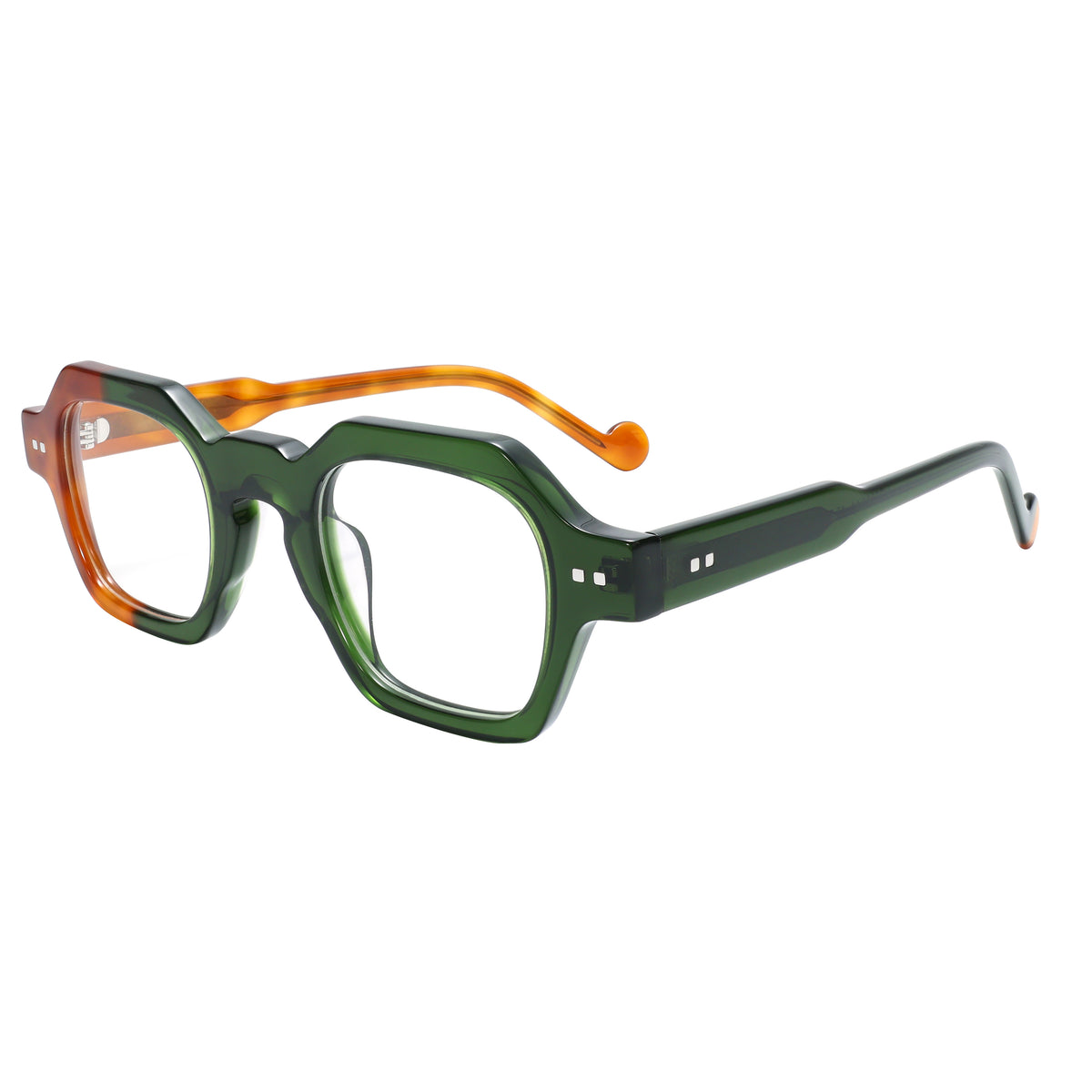 LuxOn VZ50294A Retro Lamination Optical - მწვანე კუს ბაკნის ეფექტით ოპტიკური ჩარჩო / green tortoiseshell optical frame