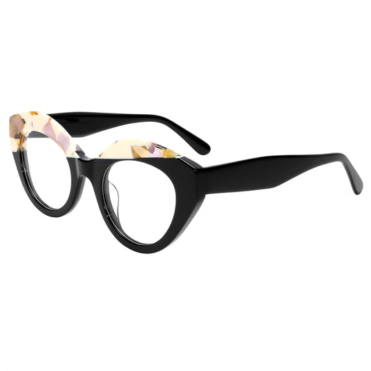 LuxOn VZ50302A Luxury Lamination Optical - შავი მრავალფეროვანი დეტალებით ოპტიკური ჩარჩო / black multicolor optical frame